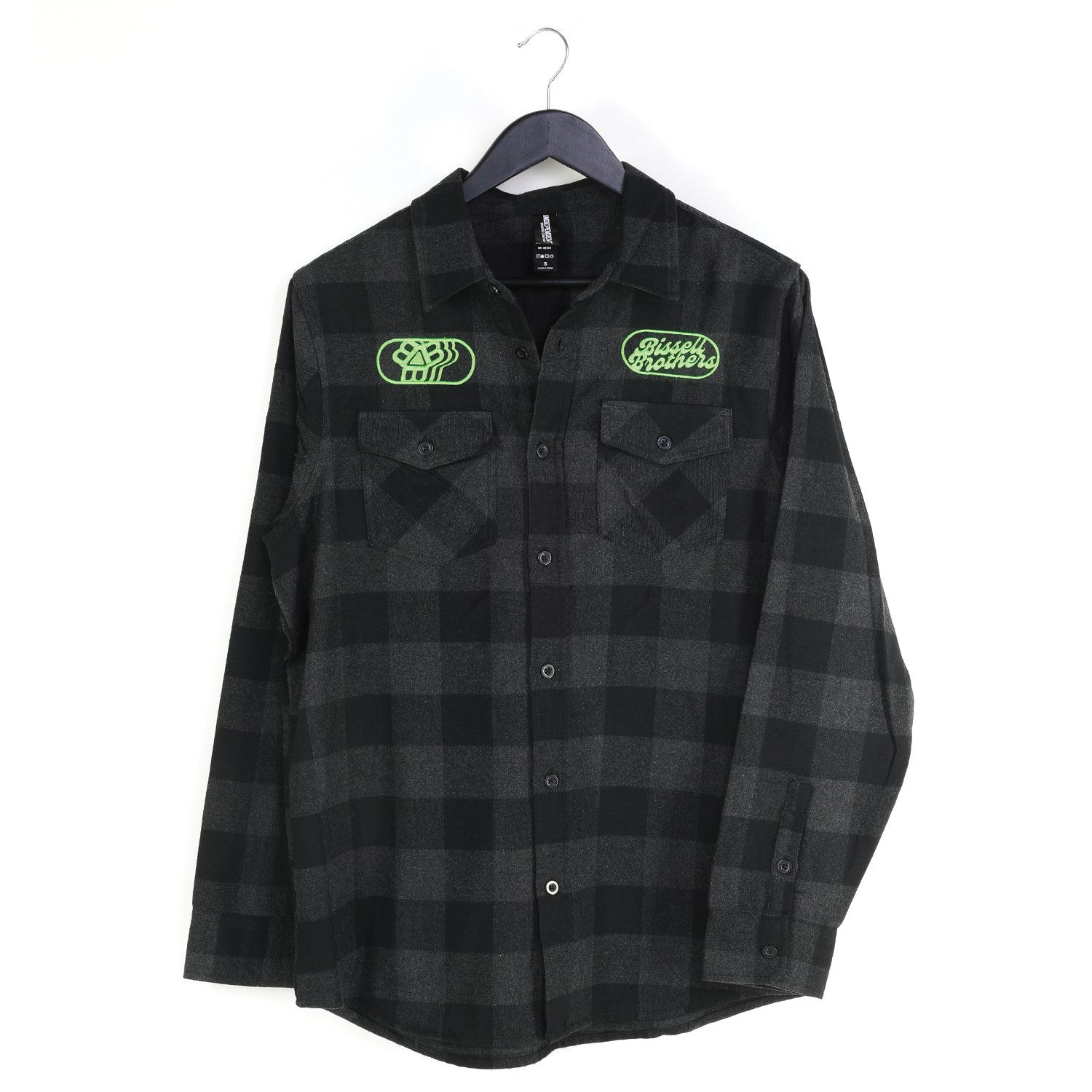 Black/Green Flannel Embroidered Button-Down – Bissell Brothers