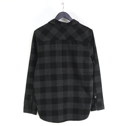 Black/Green Flannel Embroidered Button-Down