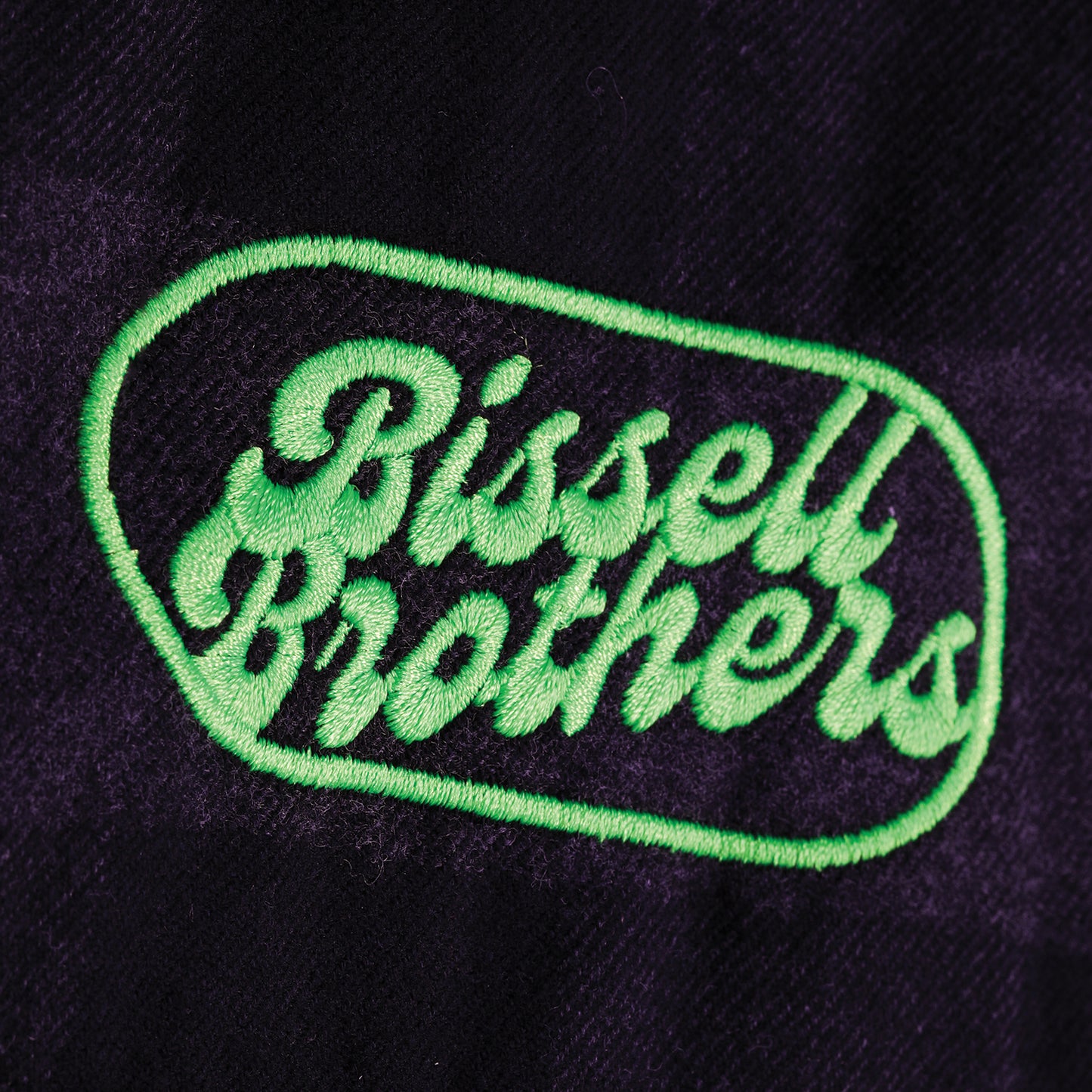 Black/Green Flannel Embroidered Button-Down