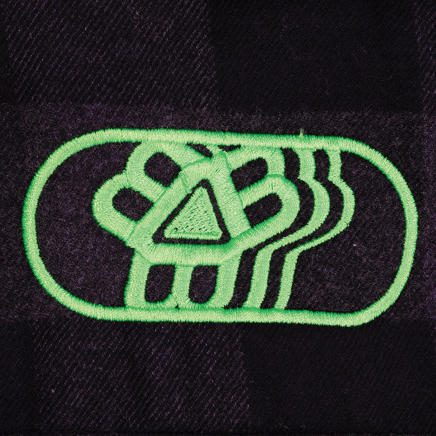 Black/Green Flannel Embroidered Button-Down